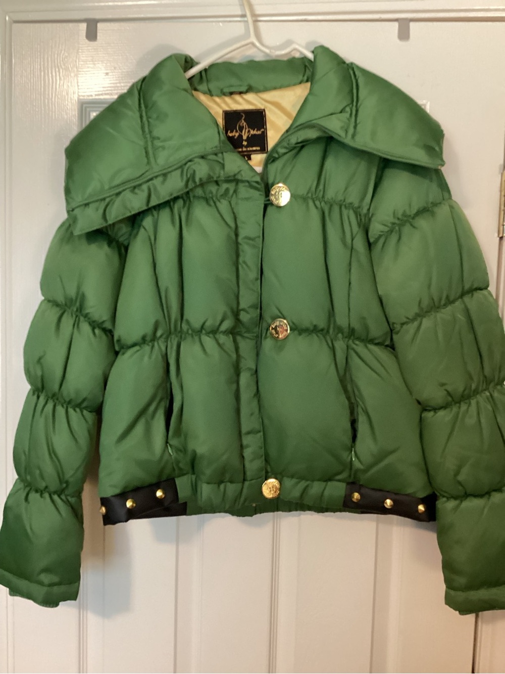 Baby Phat Green Puffer Jacket with Gold Buttons